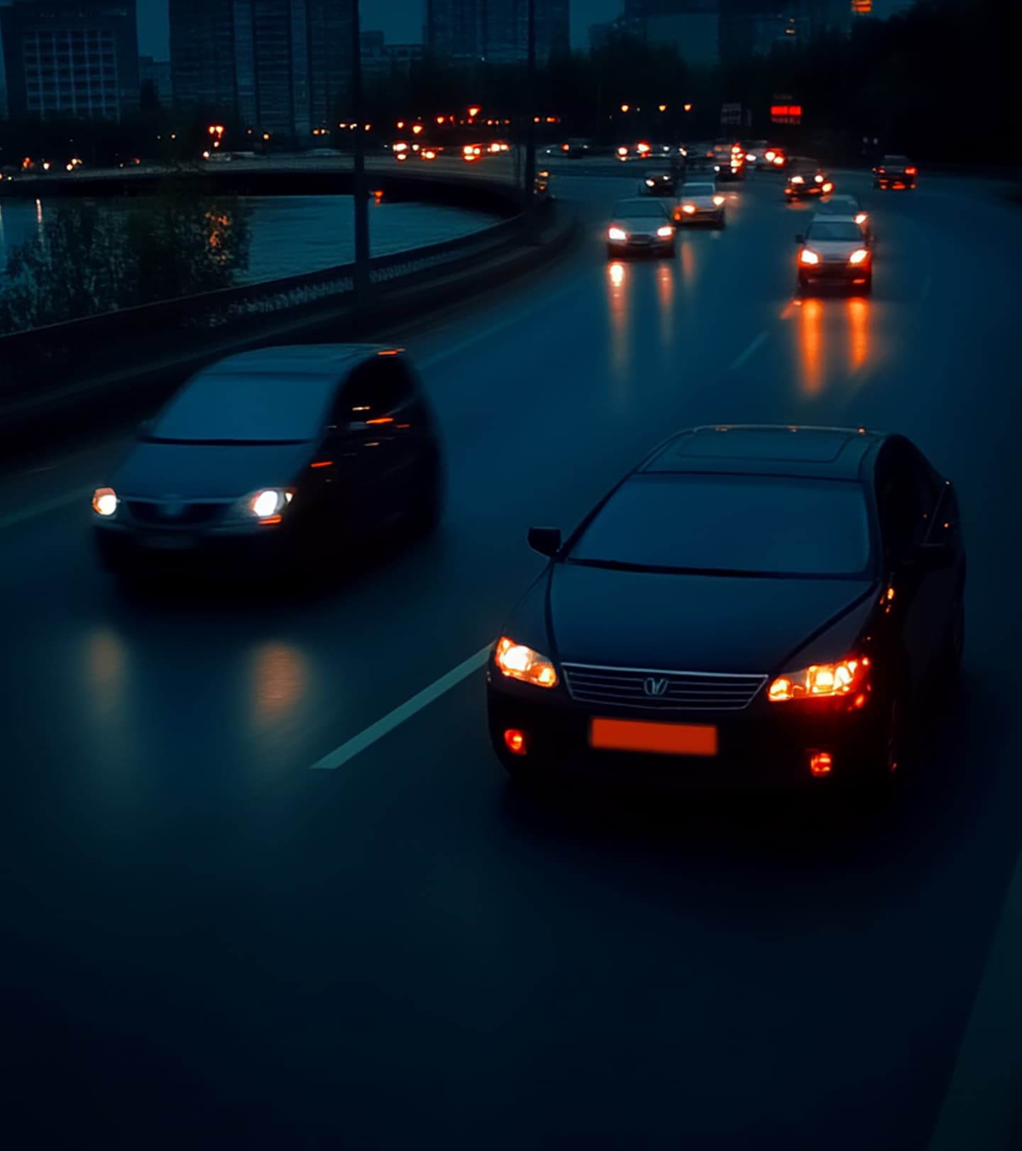 Night driving scene